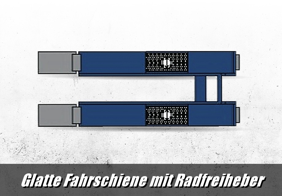 Glatte Fahrschiene mit Radfreiheber